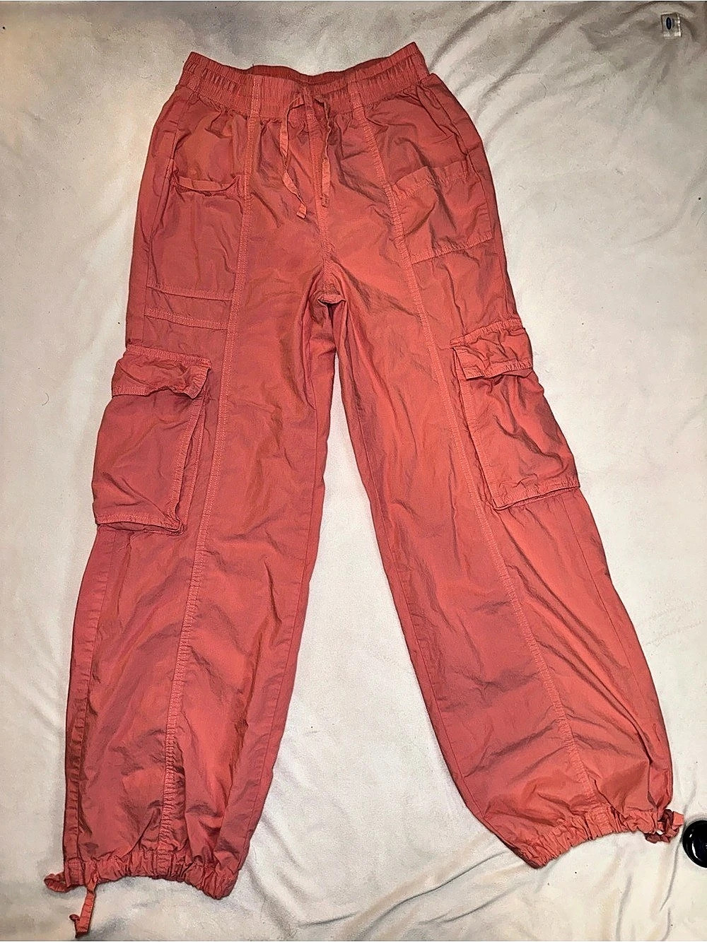 Aerie Coral Pink Parachute Cargo Pants Joggers XS